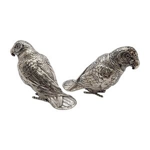 Berthold Muller Sterling Silver Parrot Salt & Pepper Shakers #16021